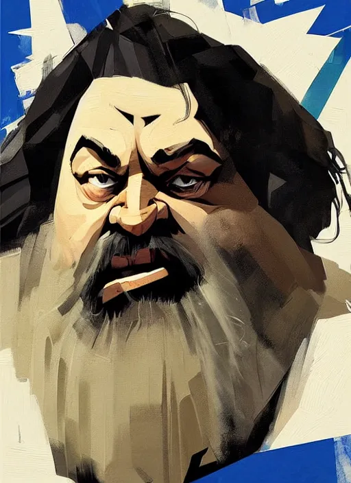 Image similar to low poly playstation 1 hagrid, painting by phil hale, fransico goya,'action lines '!!!, graphic style, visible brushstrokes, motion blur, blurry, visible paint texture, crisp hd image