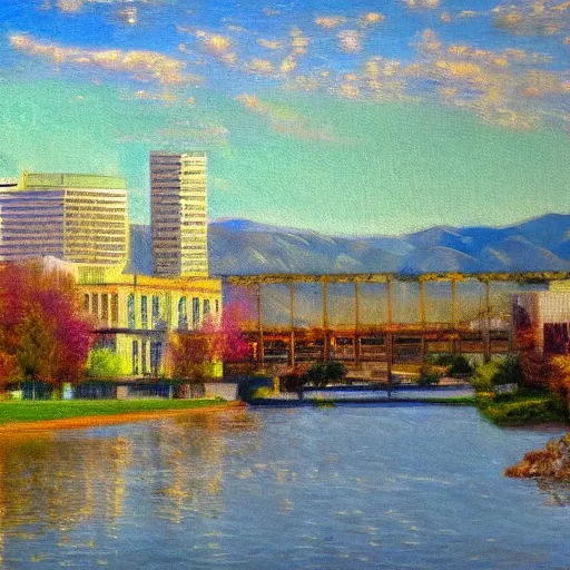 Image similar to an impressionist painting of Boise Idaho