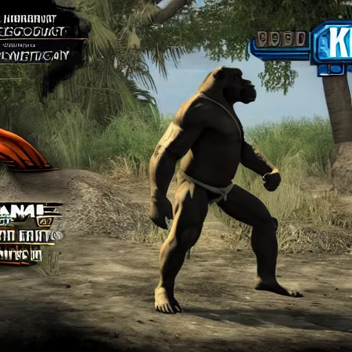 Image similar to harambe as a mortal kombat dlc, 3 d model, fighting video game, fatality, screenshot