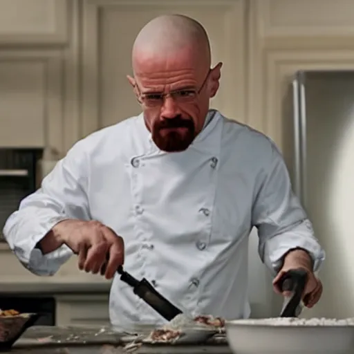 Prompt: Walter White cooking meth for gender reveal parties