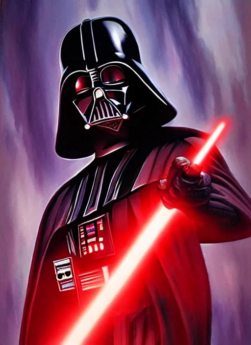 Image similar to Darth Vader by Alex Ross, beautiful art, 4K, ethereal lighting, smooth, refined