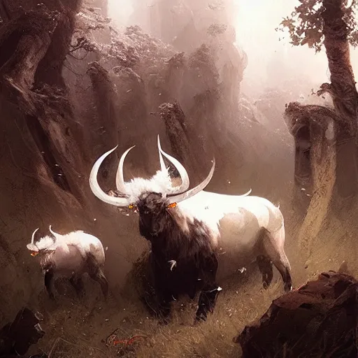 Prompt: white horns, greg rutkowski