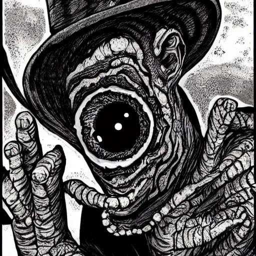 Image similar to howard philips lovecraft in the style of junji ito, junji ito, award winning