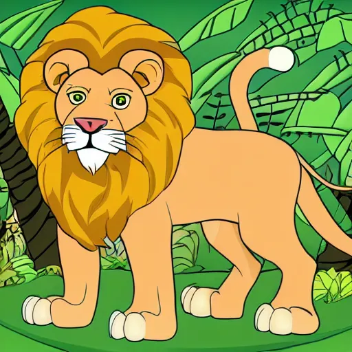 Image similar to Lion in the jungle cartoon style