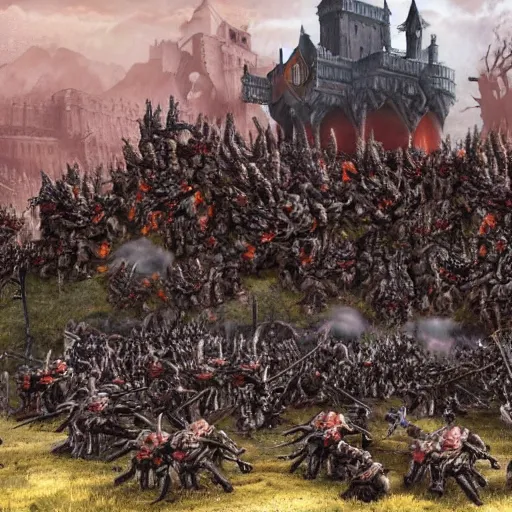Prompt: Hordes of undead storming a castle