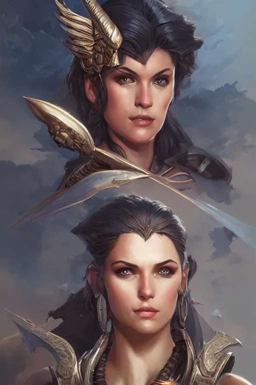 Image similar to amazon valkyrie athena, d & d, fantasy, portrait, highly detailed, headshot, digital painting, trending on artstation, concept art, sharp focus, illustration, art by artgerm and greg rutkowski and magali villeneuve