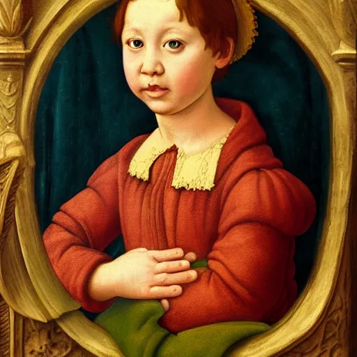 Image similar to a renaissance style portrait painting of Winnie the Pooh