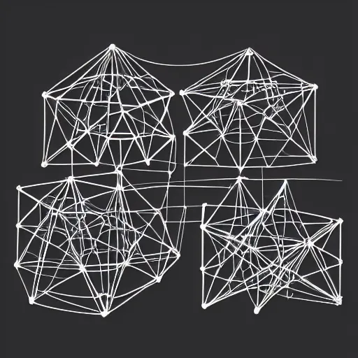 Prompt: wireframe model of platonic solids conquering the world, apocalypse, high details, perfect lightning, witching hour