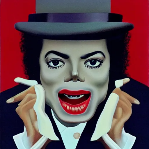 Image similar to Michael Jackson in the style of Magritte