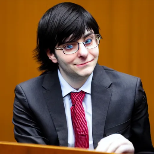 Image similar to cute looking martin shkreli at his trial, cosplaying a girl with cat ears, wearing nekomimi