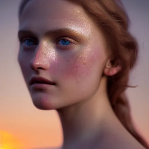 Image similar to photographic portrait of a stunningly beautiful renaissance roman female in soft dreamy light at sunset, contemporary fashion shoot, by edward robert hughes, annie leibovitz and steve mccurry, david lazar, jimmy nelsson, breathtaking, 8 k resolution, extremely detailed, beautiful, establishing shot, artistic, hyperrealistic, beautiful face, octane render