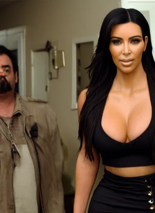 Image similar to film still of kim kardashian in trailer park boys,