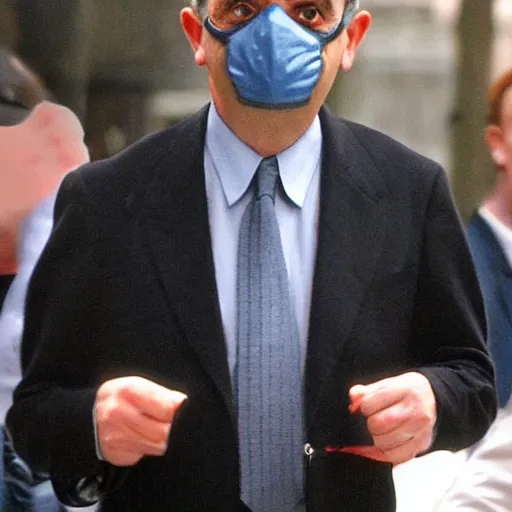 Image similar to rowan atkinson wearing a pandemic mask