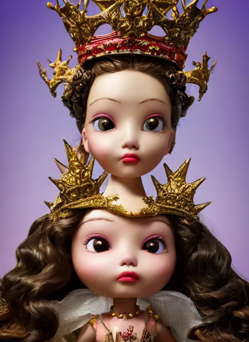 Image similar to closeup face profile portrait of tin toy catherine of alexandria as a fairytale princess wearing a crown eating cakes, bikini, depth of field, zeiss lens, detailed, symmetrical, centered, fashion photoshoot, by nicoletta ceccoli, mark ryden, lostfish, breathtaking, 8 k resolution, extremely detailed, beautiful, establishing shot, artistic, hyperrealistic, octane render