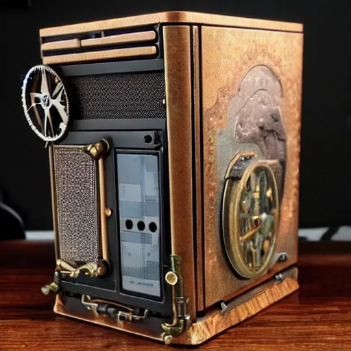 Image similar to steampunk desktop computer