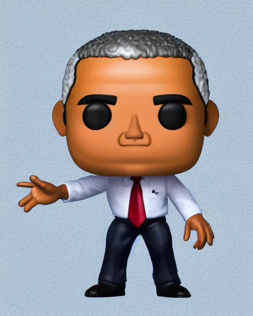 Image similar to full body 3d render of Barack Obama as a funko pop, studio lighting, white background, blender, trending on artstation, 8k, highly detailed