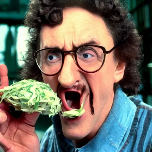 Image similar to weird al really hates sauerkraut, film still, steven spielberg, high quality, 4 k, 8 k