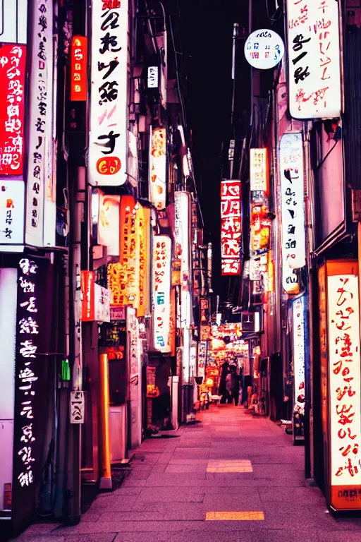 a bussy back alley street in Tokyo, with small shops | Stable Diffusion ...