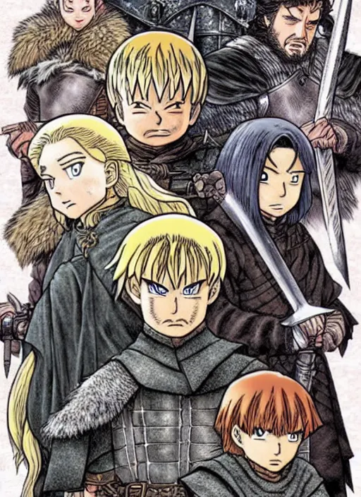 Prompt: game of thrones manga cover by akira toriyama