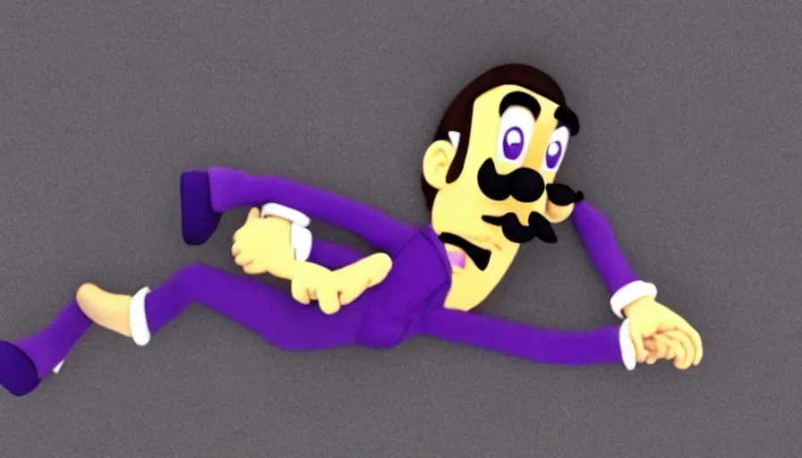 Prompt: still from a masterpiece moody A24 animation: Waluigi laying down while going to therapy