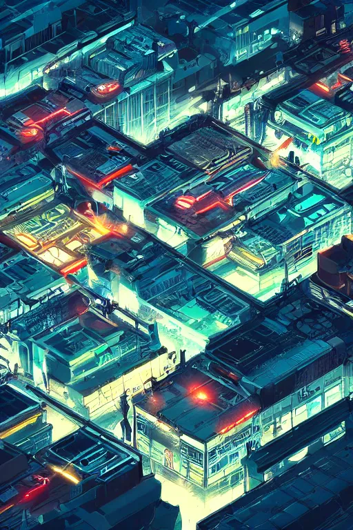 Prompt: cyberpunk city with a flight vehicle glowing in the sky, neon sign, bottom view, wide shot, bladerunner, digital illustration, concept art