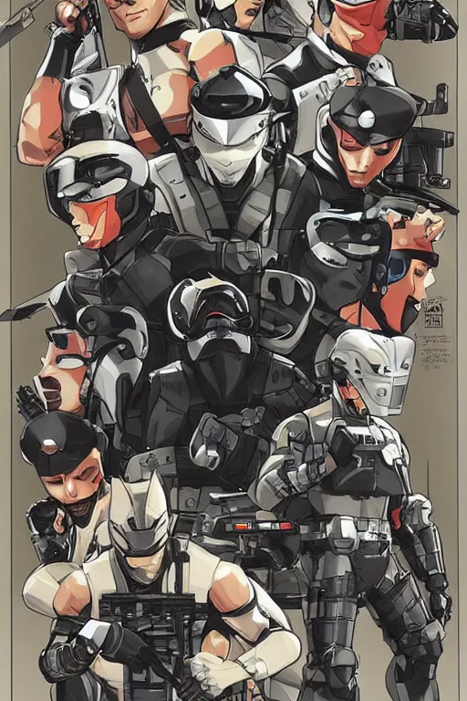 Image similar to robot ninja mask helmet metal gear solid snake pose training suit swat heros chaykin howard and campion pascale and cooke darwyn and davis jack