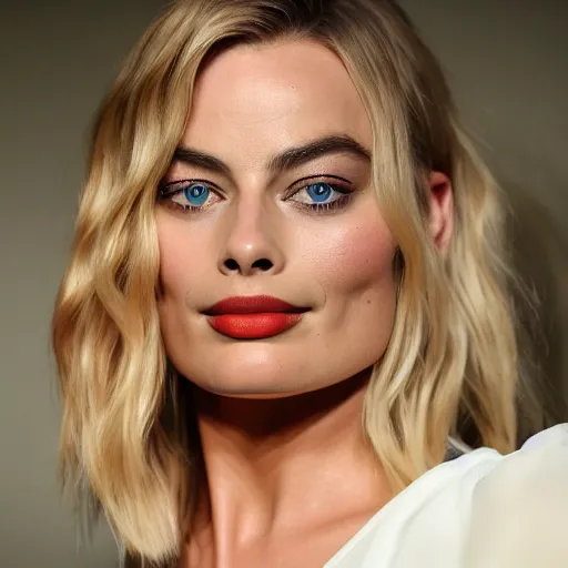 Image similar to margot robbie wearing makeup, 8k resolution