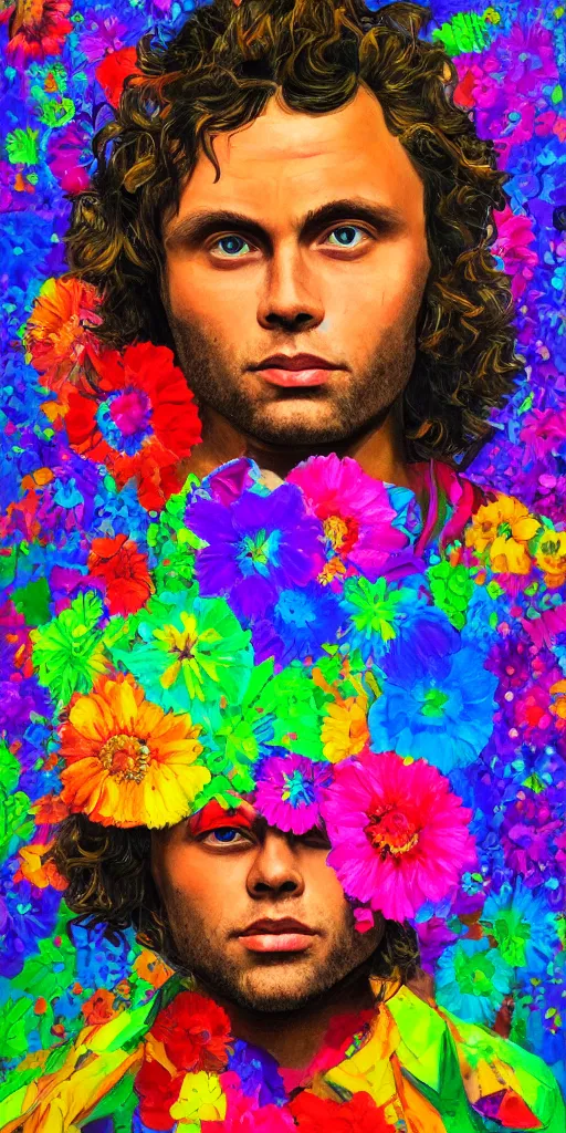 Prompt: portrait of mikky ekko, flower, vivid color. ultra detail.