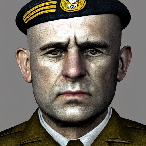 Prompt: hyper - realistic portrait of sergent hartman, full metal jacket, 3 d, 8 k, digital art