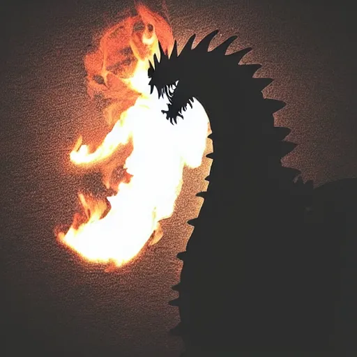 Image similar to “fire breathing dragon, Silhouette”