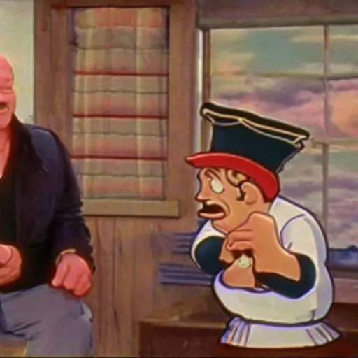 Image similar to popeye the sailor on an episode of seinfeld