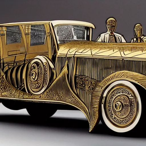 curved art deco rolls royce in the form of a flying Stable Diffusion