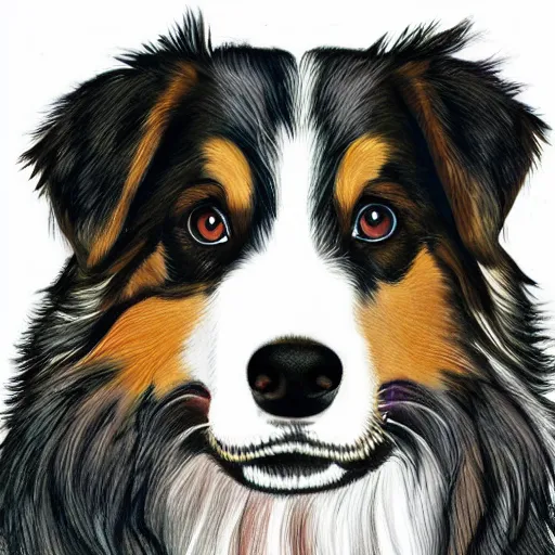 Image similar to australian shepard in the style of neil gaiman