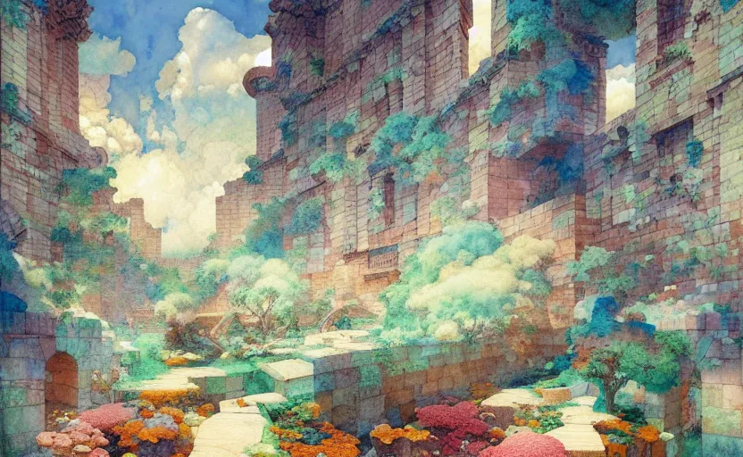 Image similar to tiled room squared waterway, aqueducts, fantasy. intricate, amazing composition, colorful watercolor, by ruan jia, by maxfield parrish, by marc simonetti, by hikari shimoda, by robert hubert, by zhang kechun, illustration, gloomy