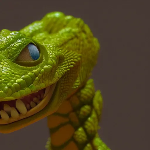 Prompt: Emma Stone transforming into a green-yellow angry lizard, 8K. detailed. photorealism. artstation. 25mm f/1.7 ASPH Lens. ultra realistic.