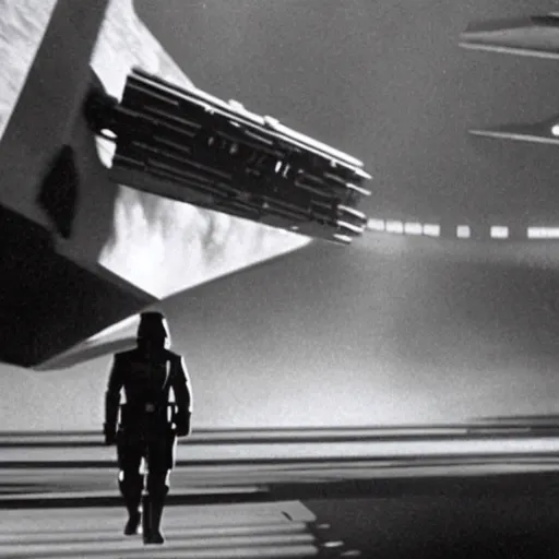 Prompt: star wars movie scene made by fritz lang 1 9 2 9, ultra realistic details, cinematic shot, dramatic scene