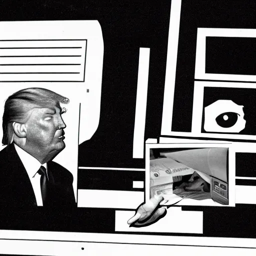 Image similar to cctv footage of donald trump using a photocopier