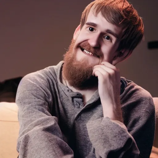 Image similar to bo burnham with a beard living in the future, green lighting