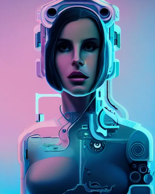 Image similar to portrait of lana del rey as a cyborg. intricate abstract. intricate artwork. by tooth wu, wlop, beeple, dan mumford. dramatic octane render, trending on artstation, greg rutkowski very coherent symmetrical artwork. cinematic, key art, hyper realism, high detail, octane render, 8 k, iridescent accents