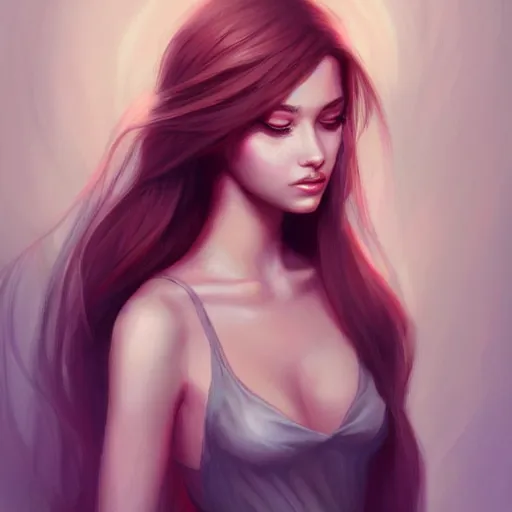 Image similar to portrait of a beautiful girl, portrait, long hairs, elegant, highly detailed, digital painting, artstation, concept art, sharp focus, illustration, art by loish