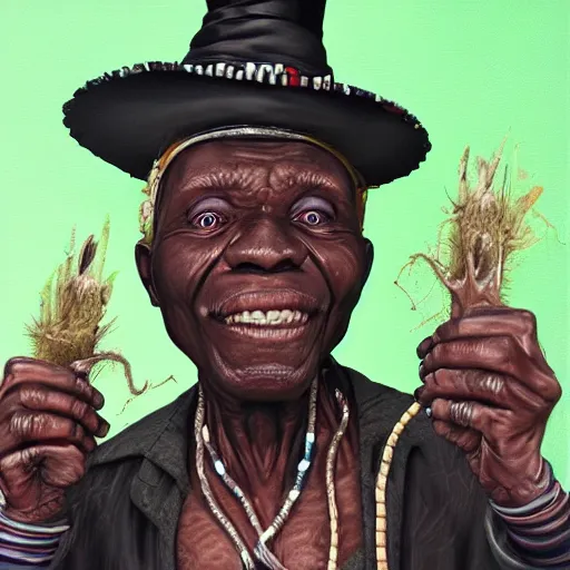 Image similar to portrait of a witch doctor, hyper realistic