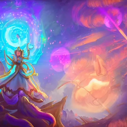 Prompt: luminous magical paper scroll floating in the air, fantasy digital art, in the style of hearthstone artwork