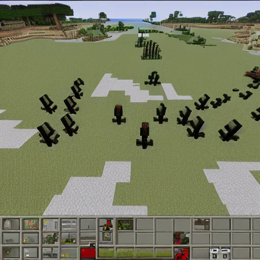 Prompt: World War 2 D-Day in Minecraft