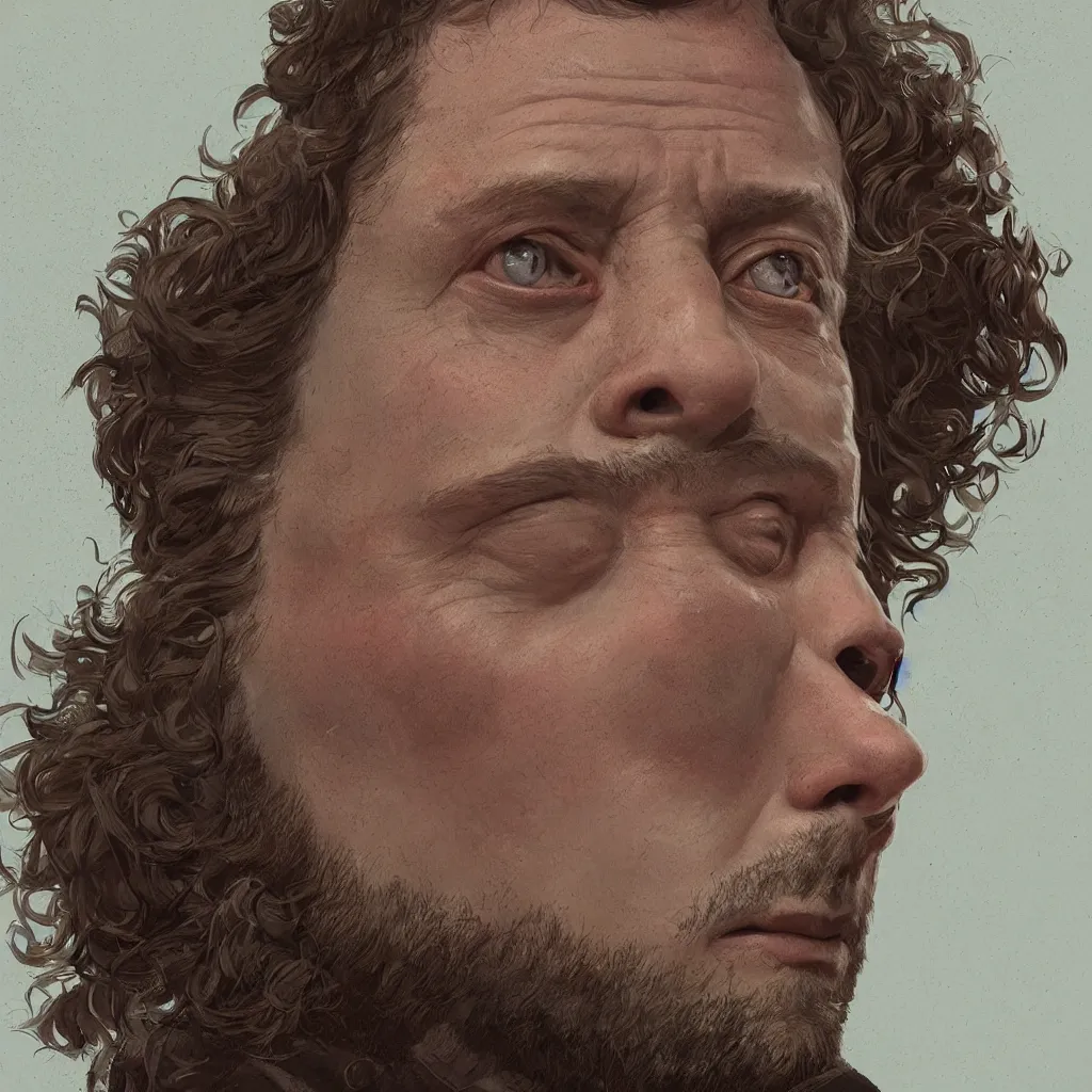 Image similar to close up portrait of michael sheen, highly detailed, digital painting, artstation, concept art, illustration, art by simon stalenhag