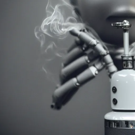 Prompt: a robot smoking bong, professional photo