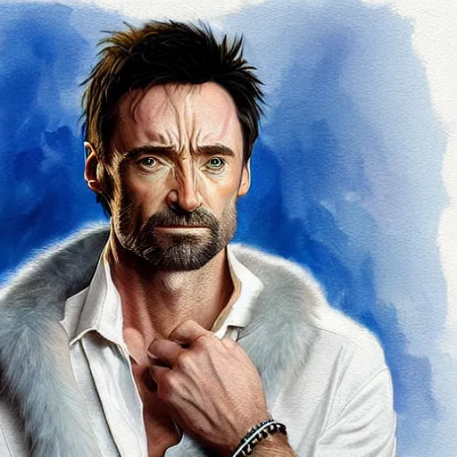 Prompt: an offspring of jennifer connelly and hugh jackman, treading artist on artstation