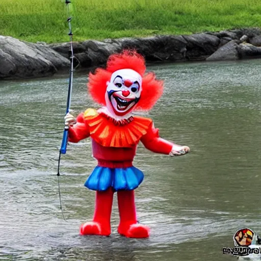 Image similar to pennywise the clown takes his son fishing