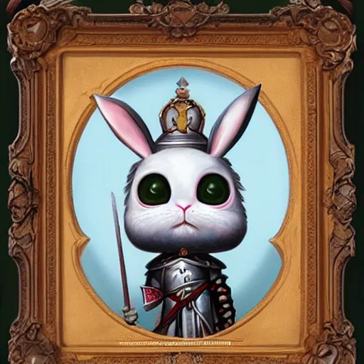 Prompt: a cute rabbit knight, digital painting by Mark Ryden