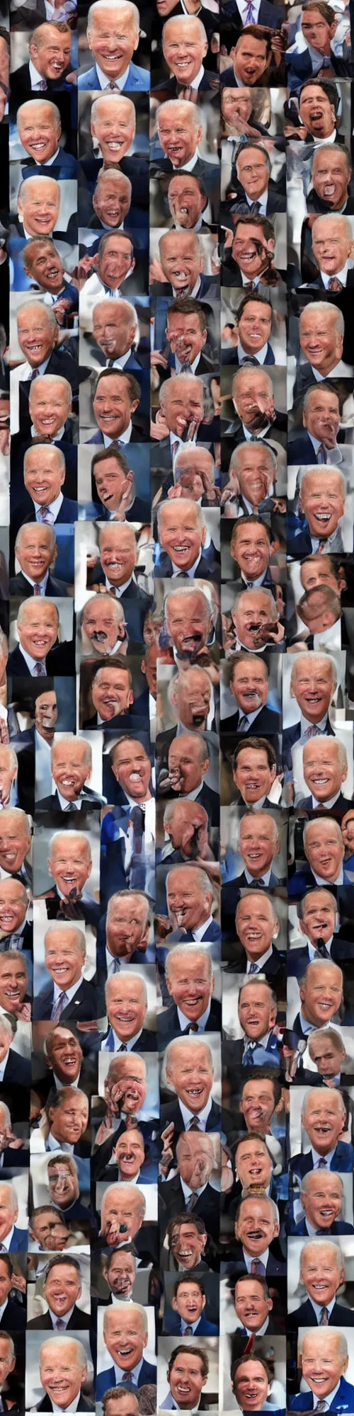 Image similar to a vertical stack of joe biden faces, detailed photograph