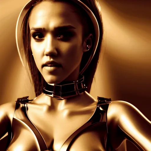 Image similar to jessica alba as an edm jewelry catgirl cyborg | sweaty porcelain polished rich enticing ornate modern | weta disney movie still photo | hi - fructose, sci fi fantasy, golden ratio details, smooth, octane render, sharp focus, artstation, concept art, illustration | rutkowski, artgerm, mucha, wlop, loish |